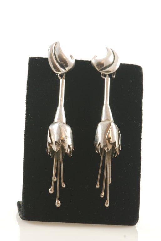 Antonio Pineda Long Silver Earrings