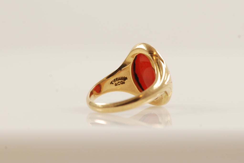 Edwardian Antique Tiffany & Co. Carnelian Gold Signet Ring