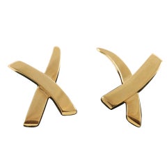 Paloma Picasso for Tiffany Large "X" Gold Ear Clips