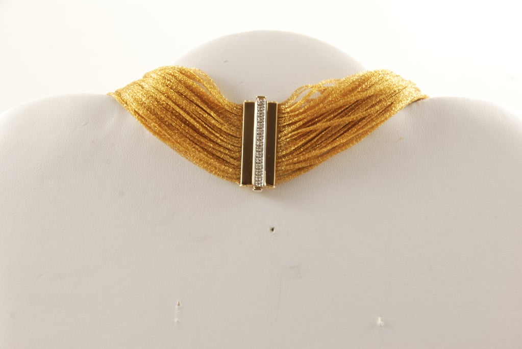 Women's Multi Strand Gold Woven Thread Necklace