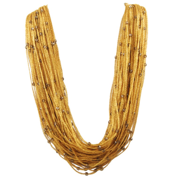 Multi Strand Gold Woven Thread Necklace at 1stDibs