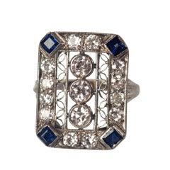 Vintage Diamond, Sapphire and Platinum Ring