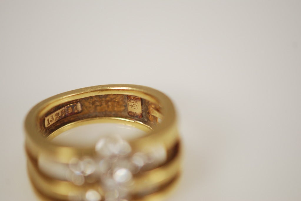 Women's Jose Hess Modernist Diamond Gold Ring 1980s 