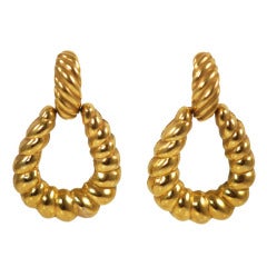 Large Gold Door Knocker Earrings 1980s 