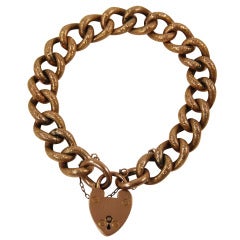 English Etched Pink Gold Bracelet with Heart Lock