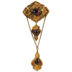 Art Noveau Gold and Garnet Convertible Brooch/Pendant