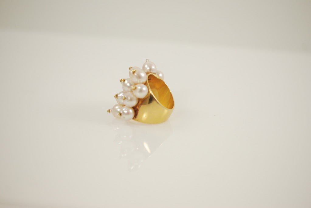 Modernist Pearl Gold Ring