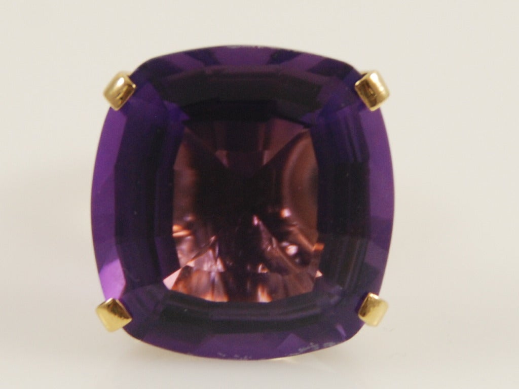 Modernist Very Large Amethyst Gold RIng