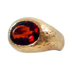 Large Hand Cast Gold and Madeira Citrine Ring