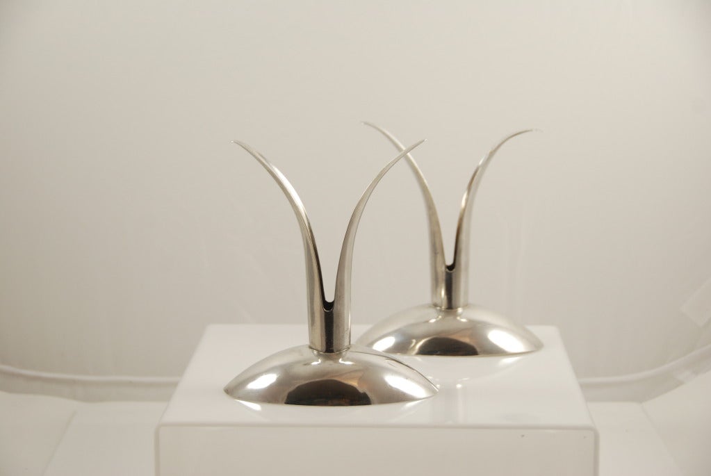 Mid-Century Sterling Silver Candlesticks by Alfredo Sciarrotta In Excellent Condition For Sale In New York , NY