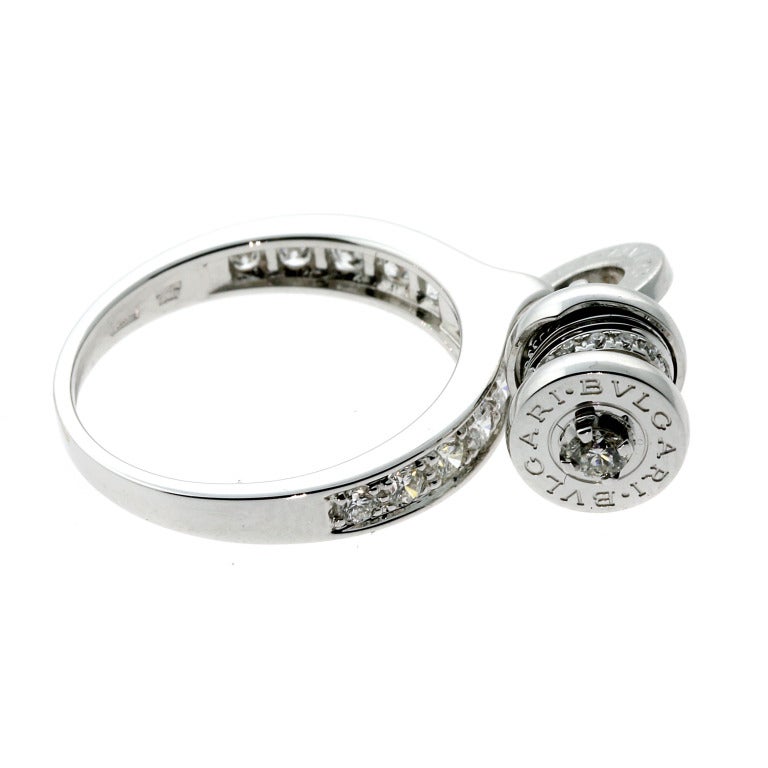 Bulgari B.Zero1 Diamond Charm White Gold Ring In New Condition In Feasterville, PA