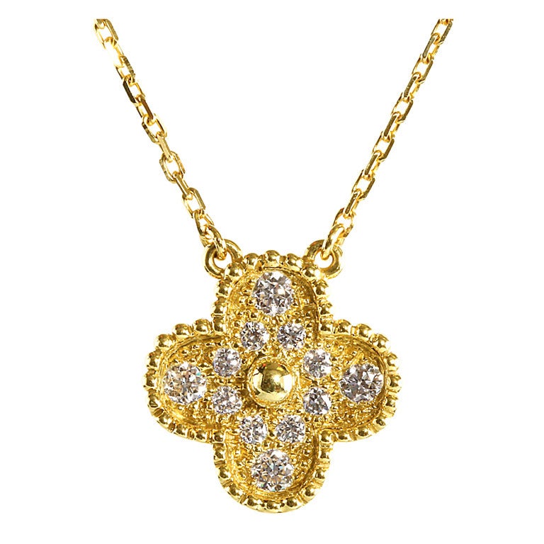 Van Cleef & Arpels Alhambra Diamond Pendant Necklace