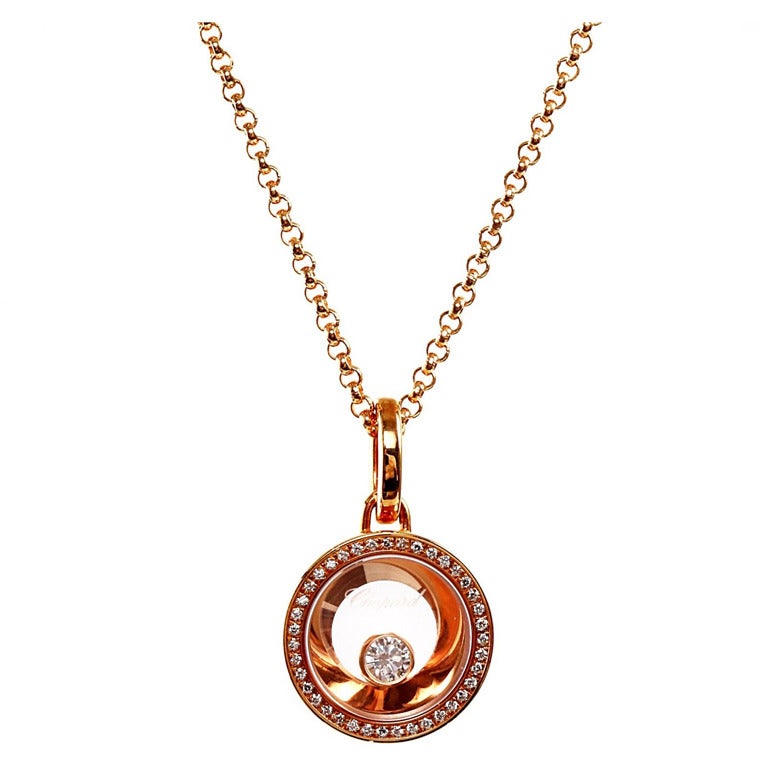Chopard Happy Diamond Rose Gold Necklace at 1stdibs