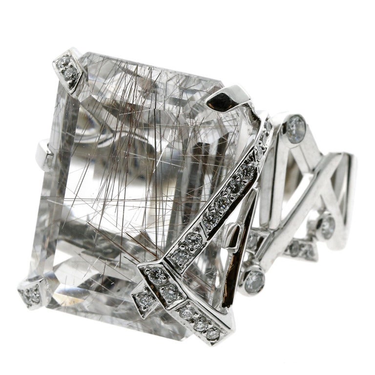 Chanel Diamond and Rutilated Quartz Ring