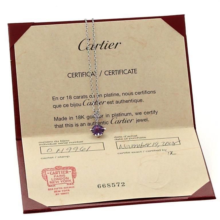 Cartier Inde Mysterieuse Amethyst Diamond White Gold Necklace In New Condition In Feasterville, PA