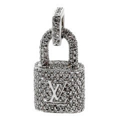 Louis Vuitton Diamond White Gold Padlock Charm Pendant 