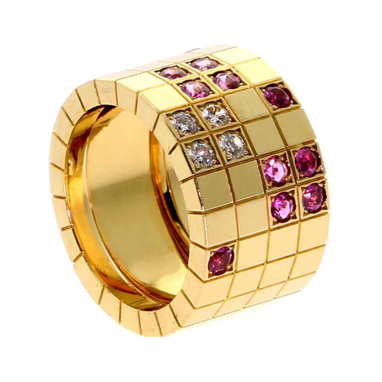 Cartier Pink Sapphire Diamond Yellow Gold Ring