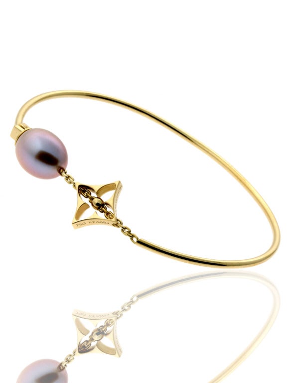Louis Vuitton White Gold and Cultured Pearl Monogram Bangle Bracelet , Contemporary Jewelry