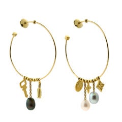 Louis Vuitton Pearl Monogram Earrings in Yellow Gold