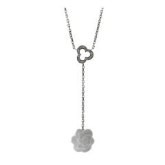 Chanel Camellia Agate Diamond Necklace in White Gold