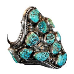 1970s Turquoise and Sterling Navajo Cuff