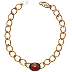 Red Yves Saint Laurent Chain Necklace