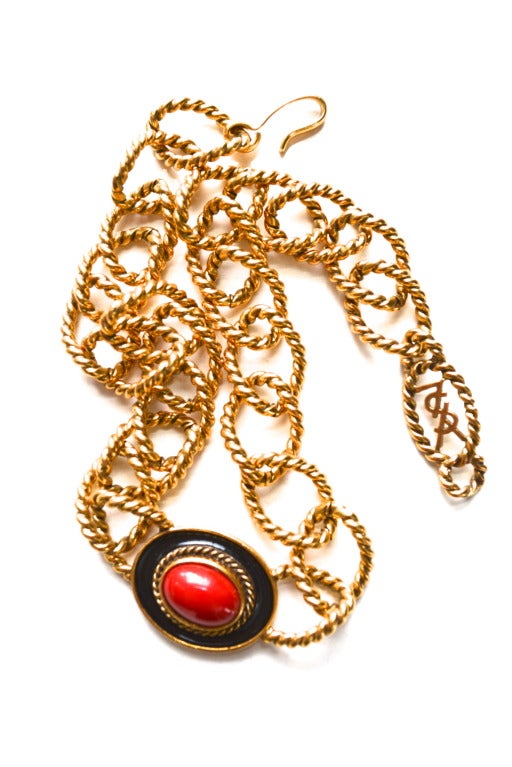 Women's Red Yves Saint Laurent Chain Necklace