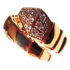 Bulgari Diamond  and Gold  Snake Ring