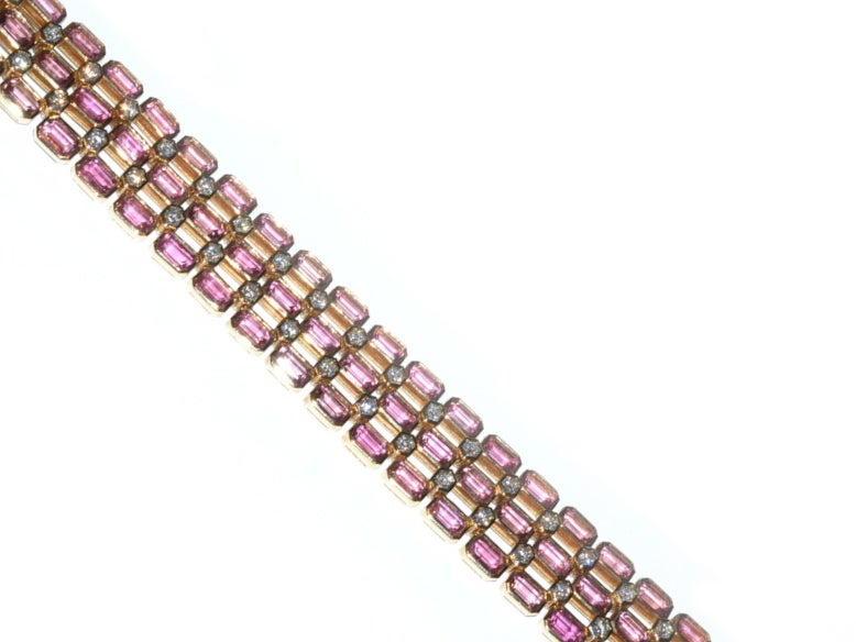 Beautiful pink Tourmaline and Diamond bracelet set in a 18 k yellow gold.
44 white diamonds for ct 2,86