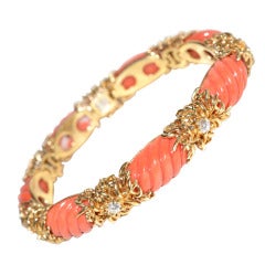Tiffany & Co  Coral , Gold and Diamond bracelet