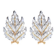 Mario Buccellati Gold and Diamond leaf earrings