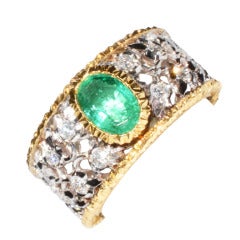 Mario Buccellati Emerald and Diamond Ring  sz 6