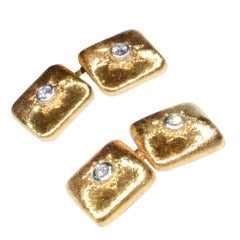 Elegant pair  of Mario Buccellati  Gold and Diamond Cufflinks