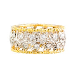 M. Buccellati Diamond Gold Leaf Ring Size 7