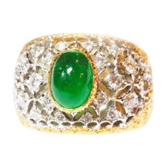 Buccellati Cabochon Emerald Diamond Ring