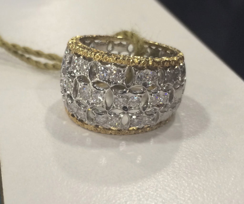 Buccellati Diamond Gold Band Ring For Sale at 1stdibs