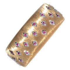 Buccellati Ruby Gold Cuff Bracelet