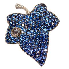 Sapphire and Diamond Leaf Pin