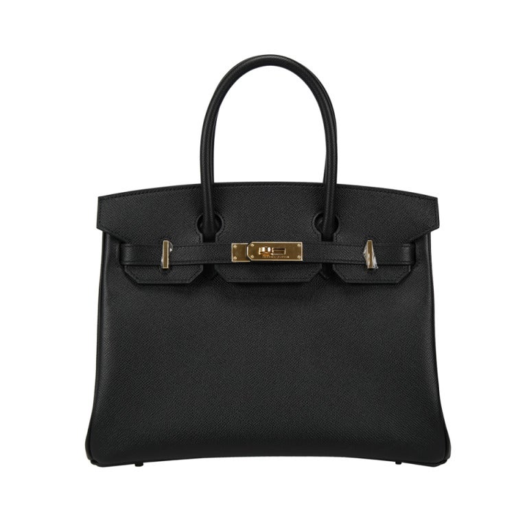 Birkin 30 on Epsom Leather and Gold Hardware, Black