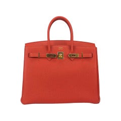 Birkin 35 on Togo Leather and Gold Hardware, Red Vermillon colour