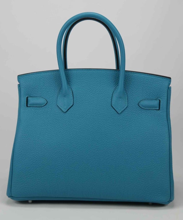 Birkin 30 on Togo Leather and Palladium Hardware, Turquoise Colour ...