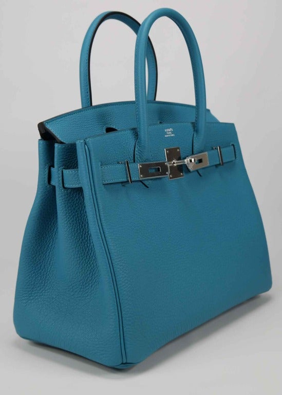 Birkin 30 on Togo Leather and Palladium Hardware, Turquoise Colour ...
