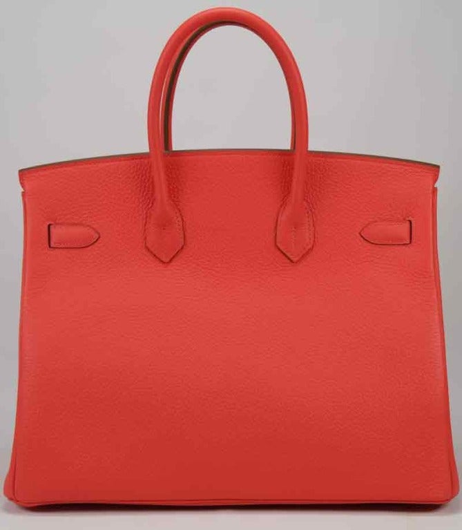 Birkin 35 on Taurillon Leather and Palladium Hardware, Pink Jaipur colour In New Condition In Miami, FL