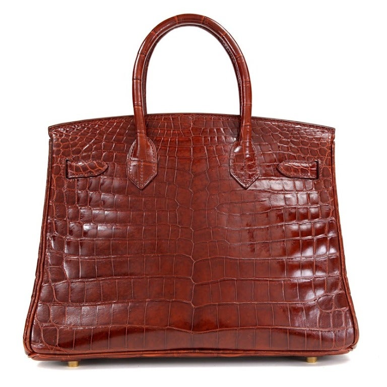 Hermes Cognac Crocodile Birkin Bag 1
