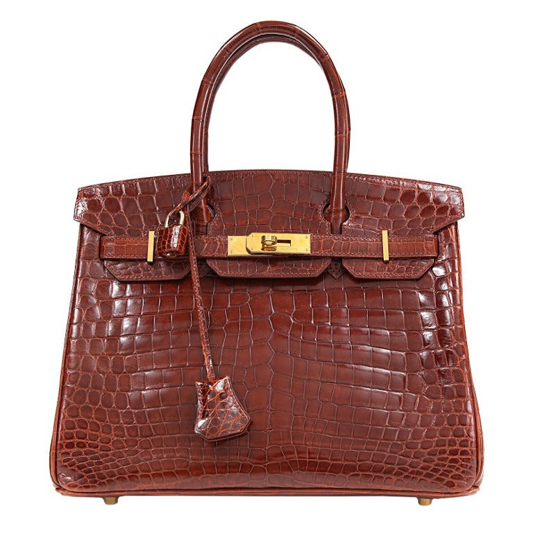 Hermes Cognac Crocodile Birkin Bag