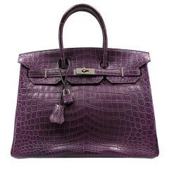 Hermes Amethyst Matte Crocodile 35 cm Birkin Bag