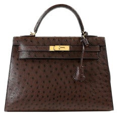 Hermes Chocolate Ostrich Kelly Bag
