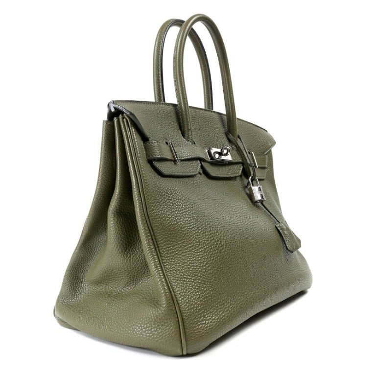 Hermes Olive Green Birkin Bag In Excellent Condition In Malibu, CA