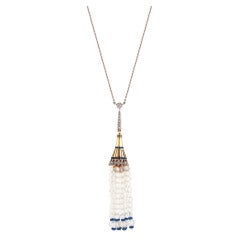 Retro Sapphire and Moonstone Necklace