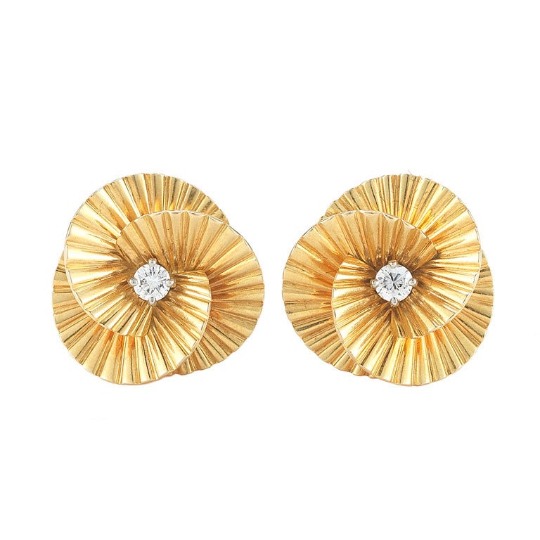Cartier Diamond Gold Earrings at 1stdibs